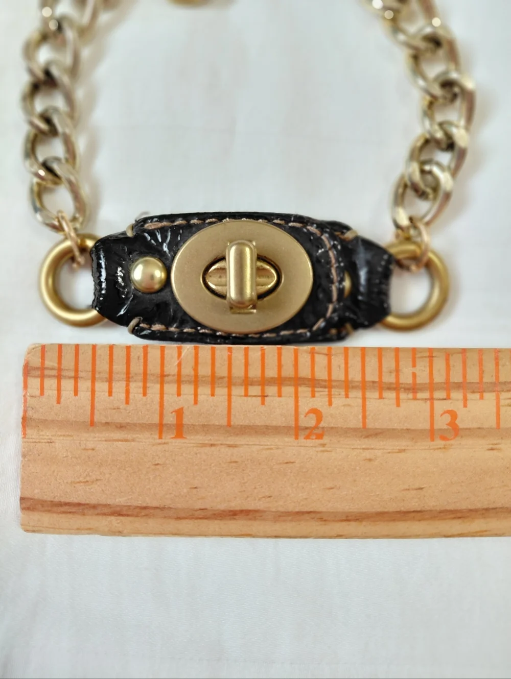 Coach Gold Turn Lock Leather Bracelet - Picture 5 of 6